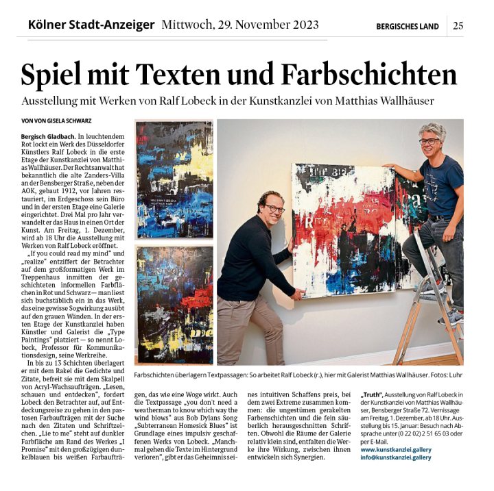 ARTICLE IN »KÖLNER STADTANZEIGER«